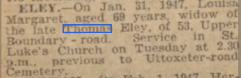 Derby Daily Telegraph 03 February 1947 - Louisa Margaret Death