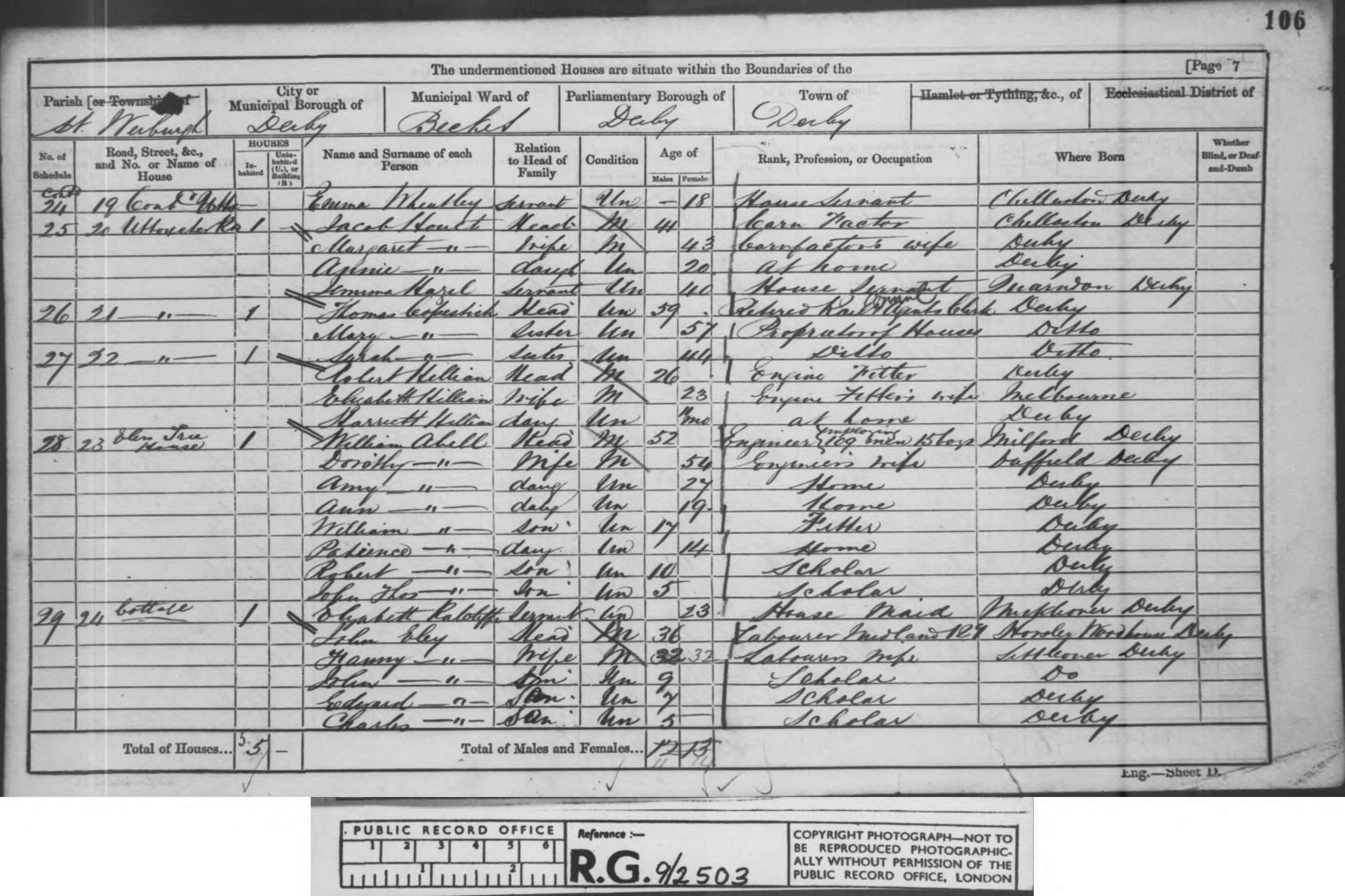 John Eley - Fanny 1861 Census