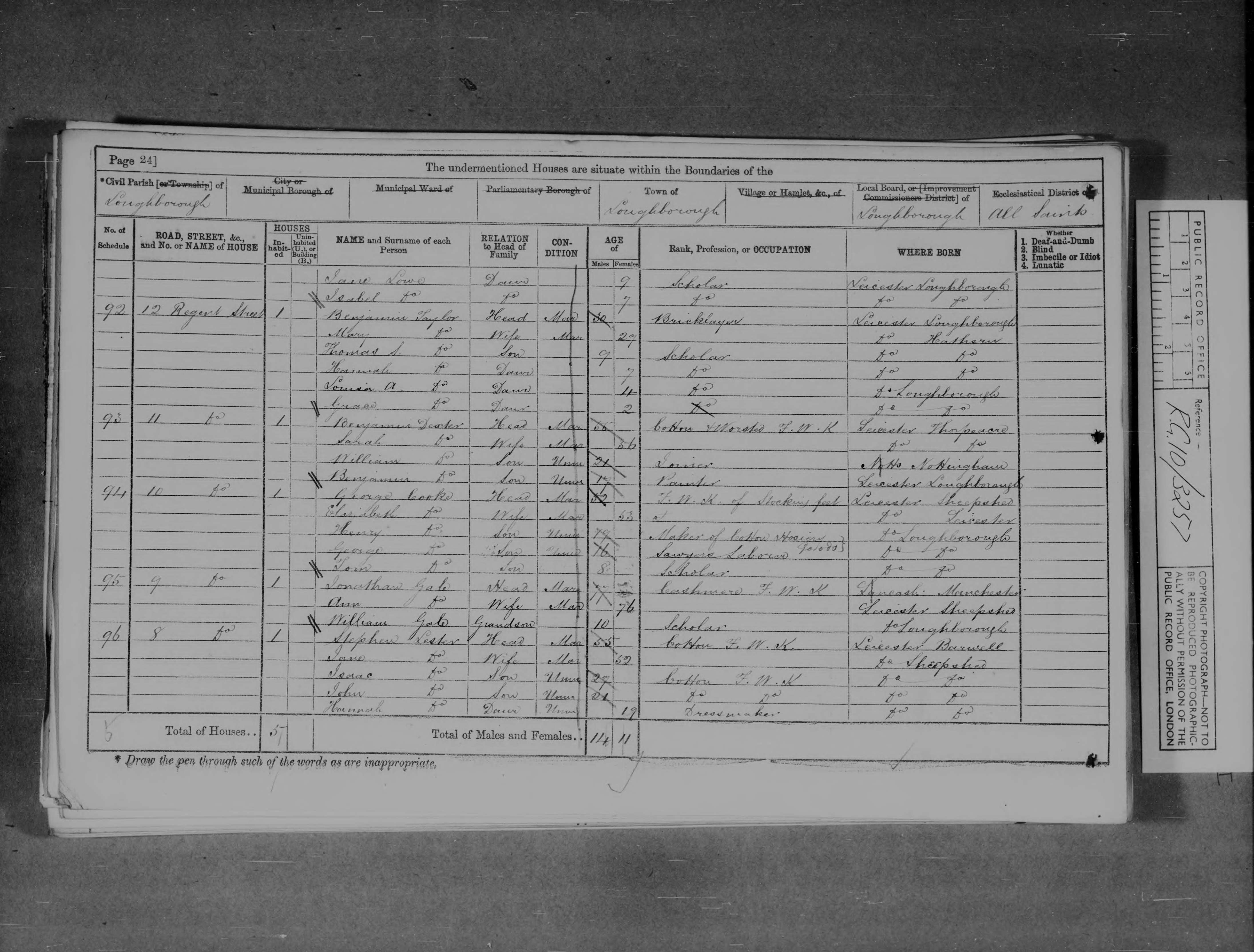 Jonathan Gale - Ann Lakin 1871 Census