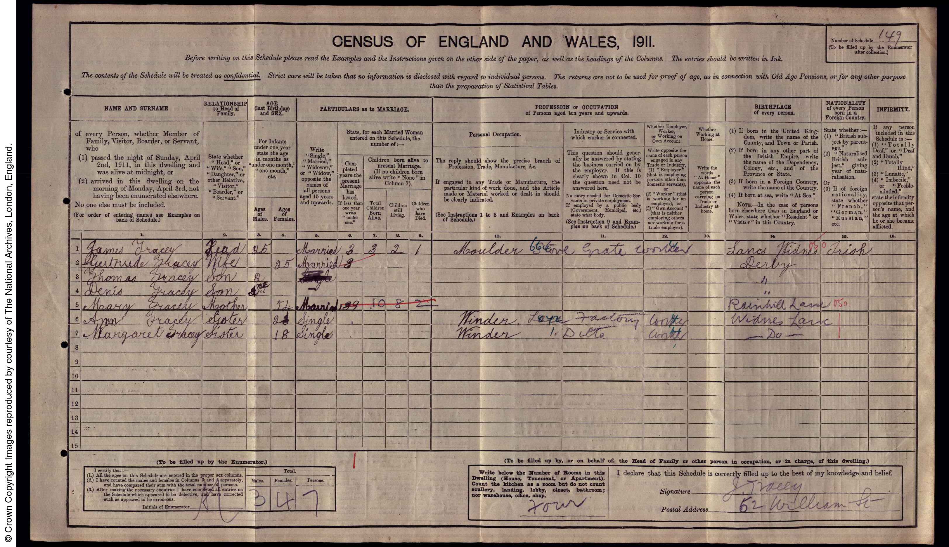 Tracey 1911 Census