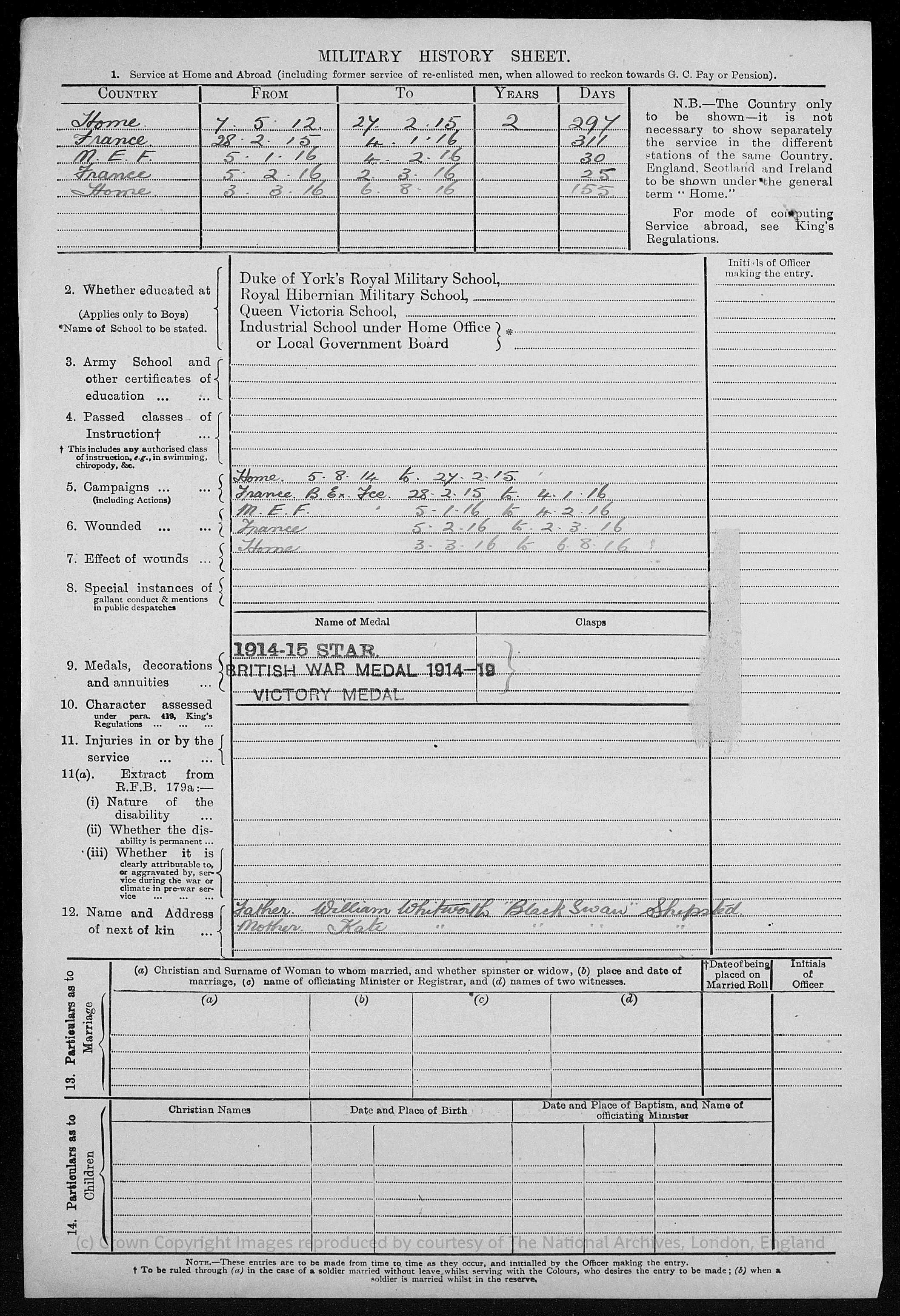 William Whitworth Army Record 4